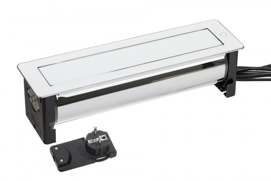 VersaTurn 2x 230V, 2x USB A 5V, 2x RJ45, HDMI, białe szkło