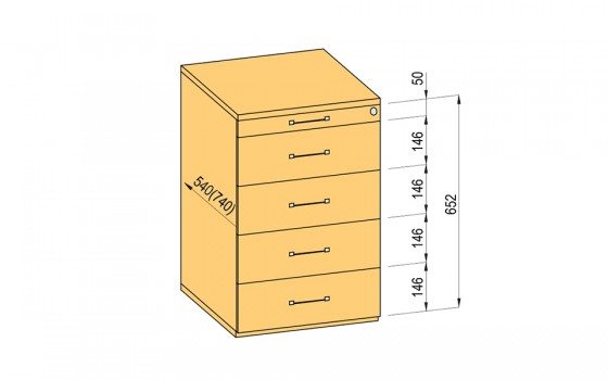 K-BBP Kontener 540/292mm typ 9/typ 3 (szuf. met.,pełen wysuw,dociąg)