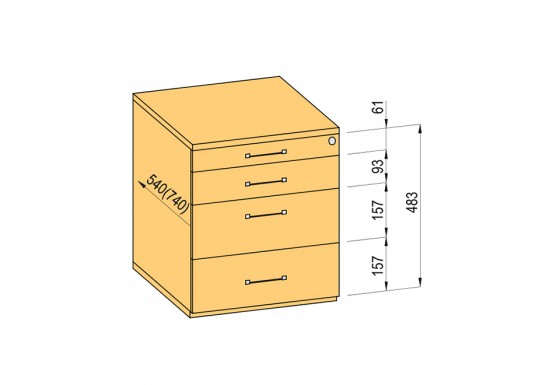 K-BBP Kontener 540/292mm typ 1/typ 4 (szuf. met.,peł. wysuw,dociąg,tłum.)