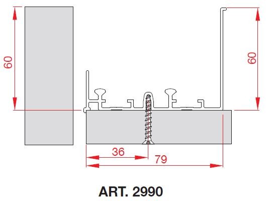 TERNO Comfort tor górny 2990/A 3m anodowany