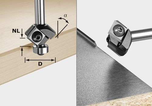 FESTOOL 499807 Frez do fazowania z płytkami wymiennymi S8 HW 45° D27 12x12 KL
