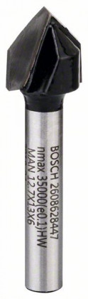 BOSCH 2608628447 Drážkovací fréza tvaru V/6 mm/D1 12,7 mm/L 12,7 mm/G 45 mm/90° BOSCH 2608628447 Drážkovací fréza tvaru V/6 mm/D1 12,7 mm/L 12,7 mm/G 45 mm/90°