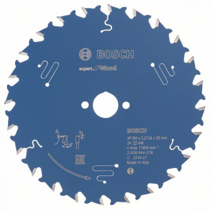 BOSCH 2608644016 Pilový kotouč Expert for Wood 160 x 20 x 2,2 mm, 24 BOSCH 2608644016 Pilový kotouč Expert for Wood 160 x 20 x 2,2 mm, 24