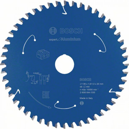 BOSCH 2608644535 Pilový kotouč Expert for Aluminium - AKU pily 136×1,6×20mm, 48 BOSCH 2608644535 Pilový kotouč Expert for Aluminium - AKU pily 136×1,6×20mm, 48