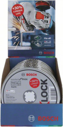 BOSCH 2608619267 X-LOCK řezné kotouče Standard for Inox, 125 × 1 mm, 10 kusů BOSCH 2608619267 X-LOCK řezné kotouče Standard for Inox, 125 × 1 mm, 10 kusů