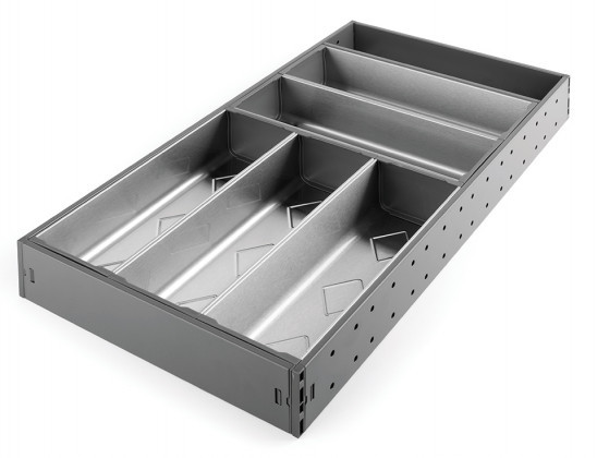 StrongMax wkład na sztućce, kpl., H=550, Sz=276 mm, szary, z 5 miskami