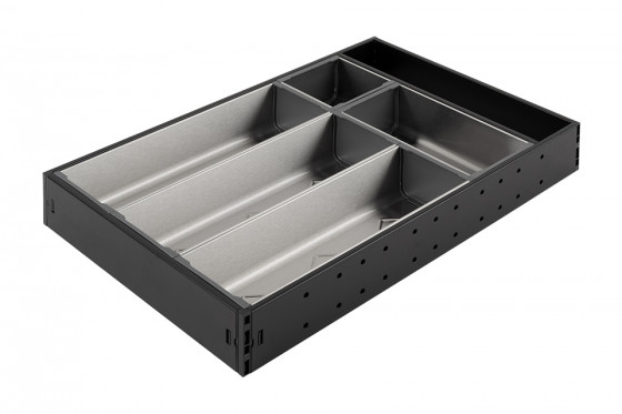 StrongMax wkład na sztućce, kpl., H=450, Sz=276 mm, czarny, z miskami 3+2