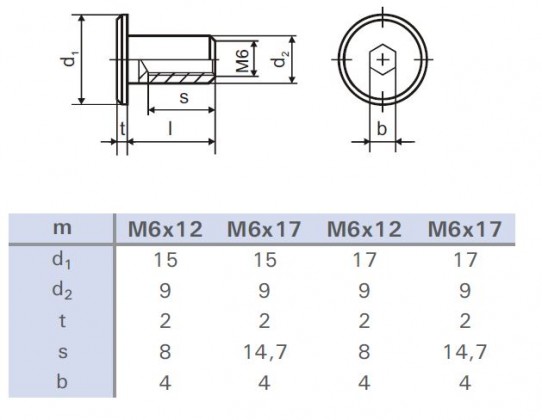 Nakrętka łącząca meblową M6x12mm ocynkowana biała główka płaska 17mm