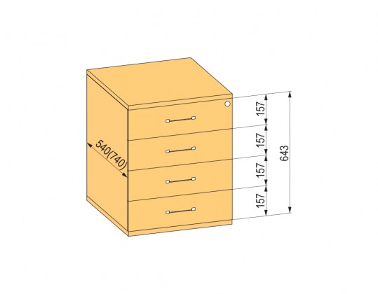 K-BBP Kontener 540 mm typ 8/typ 8 (szuf.plast.,pełen wysuw,dociąg,tłum.)