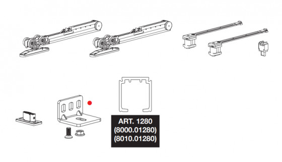 TERNO Step zestaw do drzwi przesuw. 30-80kg, 2x amortyzator, tor 2500mm, ele.moc