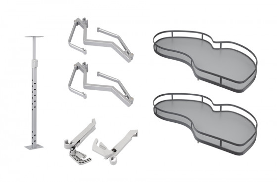 StrongWire półki narożne z tłumieniem style 450mm prawe-szare dno/reling szary