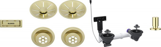 BLANCO 207443 Zestaw odpływowy z drążkiem InFino 2x3,5" Satin Gold