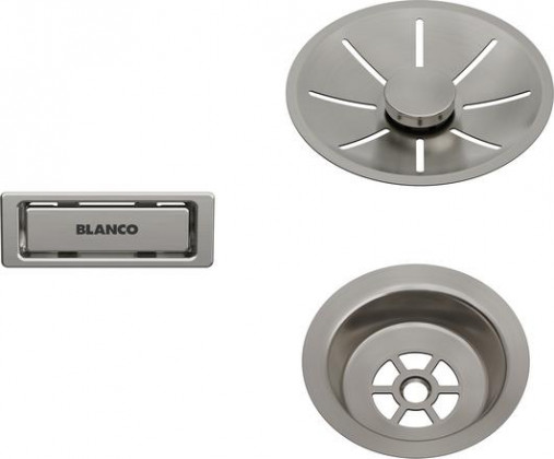 BLANCO 207406 Zestaw odpływowy z przelewem do jednego zlewu Satin Platinum