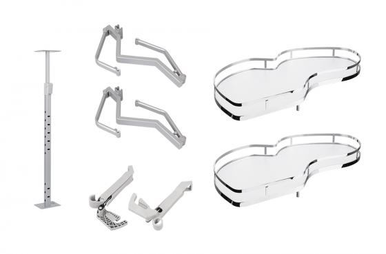 StrongWire Półki narożne z tłumieniem classic 450mm lewe-białe dno /reling chrom