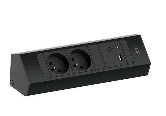 BACHMANN 932.103 Casia 2 , 2x230V + 1xUSB A/C czarna RAL9005