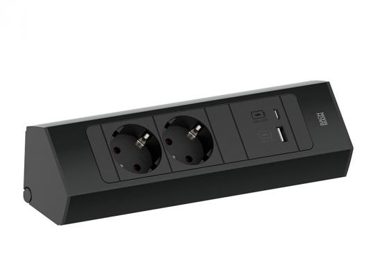 BACHMANN 932.102 Casia 2 , 2x230V + 1xUSB A/C czarna RAL9005 schuko