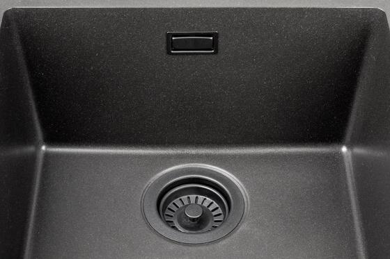 StrongSinks S3 Syfon oszczędzający miejsce do zlewozmy.z granitu,czarny zawór