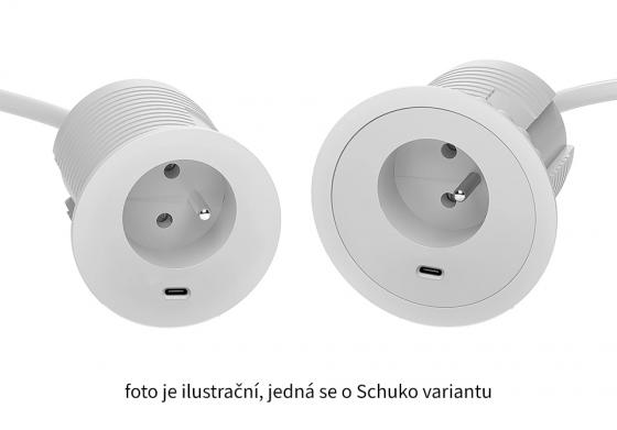VersaTag 1x 230V, 1x USB-C, biały, Schuko