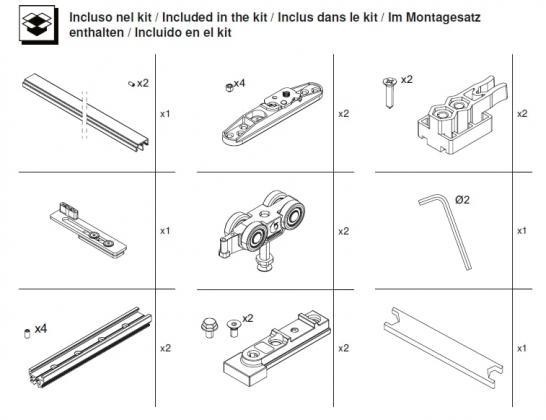 TERNO T-Belt Universal sada kování pro synchronní dveře 80kg černá
