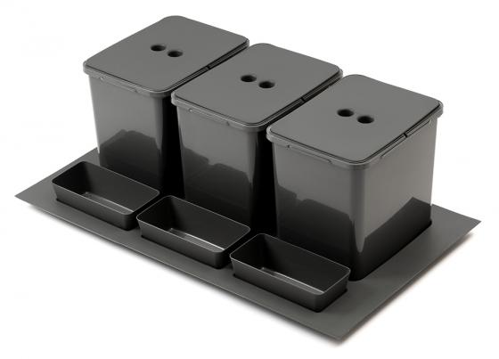 StrongBins sorter 3x16 l wkladany do szuflady 800 - 900 mm, antracyt