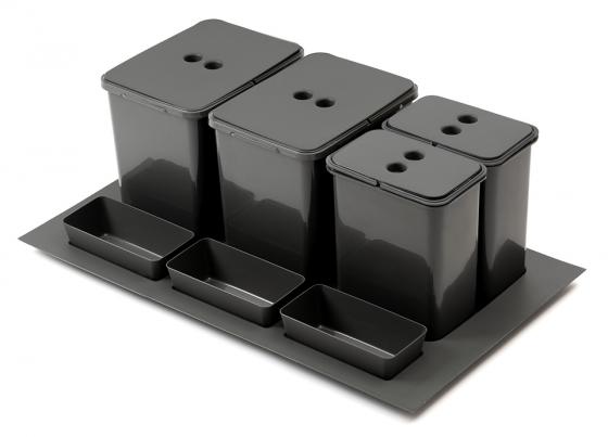 StrongBins sorter 2x16 + 2x8 l wkladany do szuflady 800 - 900 mm, antracyt