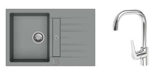 StrongSinks S3 Set zlew Vardar 780 780x500mm granit szary + Bateria Garonne chr.