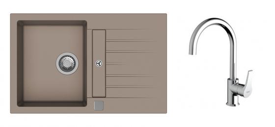 StrongSinks S3 Set zlew Vardar 780 780x500mm granit beż + Bateria Rhona chrom
