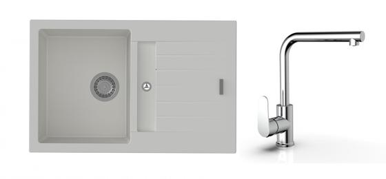 StrongSinks S3 Set zlew Vardar 780 780x500mm granit biały + Bateria  Stréva chr.