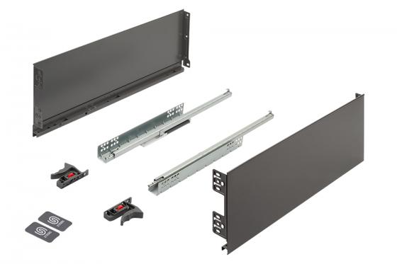 K-StrongMini szuflada 185/450mm, tłumiony częściowy wysuw 25kg, szara