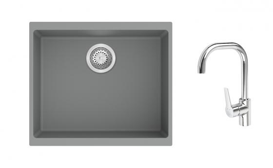 K-StrongSinks S3 Set zlew Hron 530x460mm granit szary + Bateria Garonne chrom