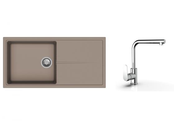 K-StrongSinks S3 zlew Labe 1000×500 mm granit beżowy + bateria Stréva chrom