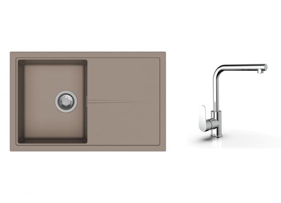 K-StrongSinks S3 zlew Labe 780x500mm granit beżowy + Bateria Stréva chrom