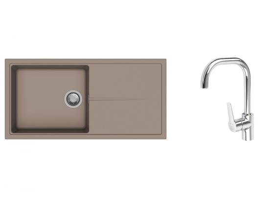 K-StrongSinks S3 zlew Labe 1000×500 mm granit beżowy + bateria Garonne chrom