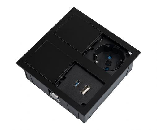 VersaFlap Mono 2.0 gniazdo elek. 2x 230V, FR, RJ45 USB A/C  aluminium anodowane