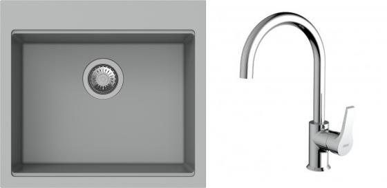K-StrongSinks S3 Set zlew Ipel 560x510mm granit szary + Bateria Rhona chrom