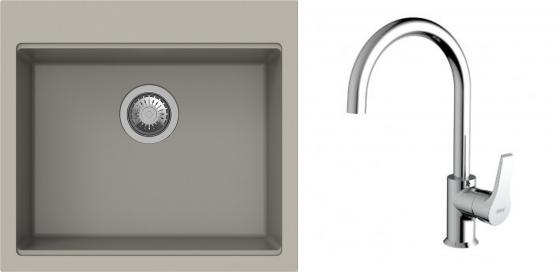 K-StrongSinks S3 Set zlew Ipel 560x510mm granit brąz + Bateria Rhona chrom