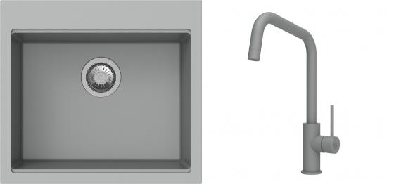 K-StrongSinks S3 Set zlew Ipel 560x510mm granit szary + Bateria Arda szara