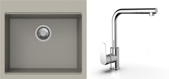 K-StrongSinks S3 Set zlew Ipel 560x510mm granit brąz + Bateria  Stréva chrom