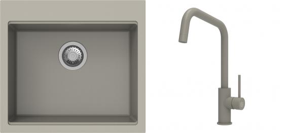 K-StrongSinks S3 Set zlew Ipel 560x510mm granit brąz + Bateria Arda brąz