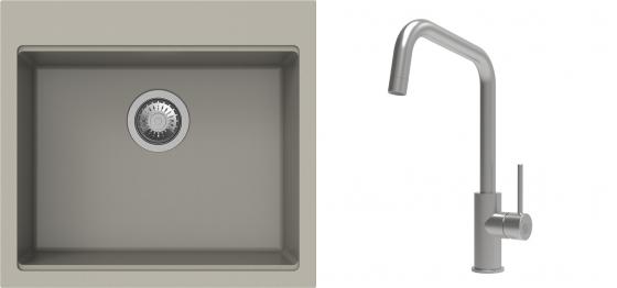 K-StrongSinks S3 Set zlew Ipel 560x510mm granit brąz + Bateria Arda nierdz.