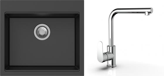 K-StrongSinks S3 Set zlew Ipel 560x510mm granit czarny + Bateria Stréva chrom