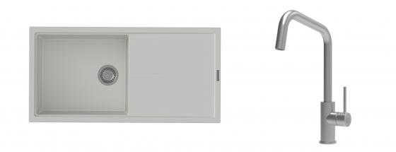 K-StrongSinks S3 Set zlew Labe 1000x500mm granit biały + Baterie Arda nierdz.