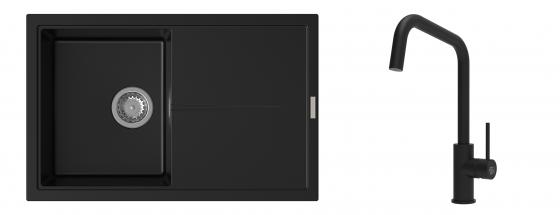K-StrongSinks S3 Set zlew Labe 780x500mm granit czarny + Baterie  Arda czarna