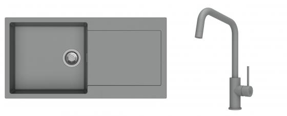 K-StrongSinks S3 Set zlew Zala 1000x500mm granit szary + Baterie Arda szara