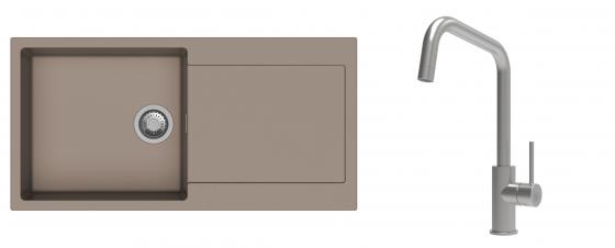 K-StrongSinks S3 Set zlew Zala 1000x500mm granit brąz + Baterie Arda nierdz.