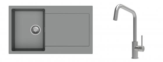 K-StrongSinks S3 Set zlew Zala 860x500mm granit szary + Baterie Arda nierdz.