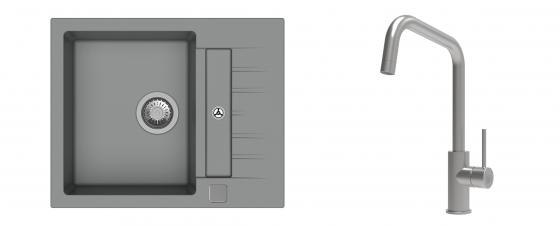 K-StrongSinks S3 Set zlew Vardar 615x500mm granit szary + Baterie Arda nierdz.