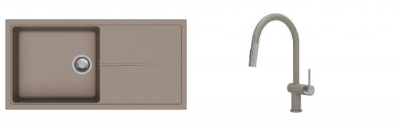 K-StrongSinks S3 Set zlew Labe 1000x500mm granit brąz + Baterie Neris brąz