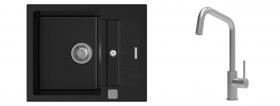 K-StrongSinks S3 Set zlew Vardar 615x500mm granit czarny + Baterie Arda nierdz.