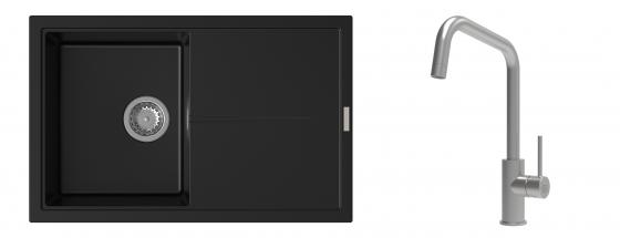K-StrongSinks S3 Set zlew Labe 780x500mm granit czarny + Baterie Arda nierdz.